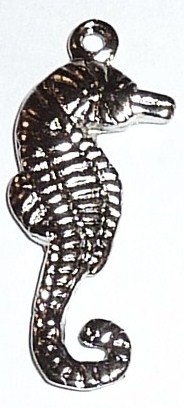 Pendentif pampille en métal couleur argent Hippocampe