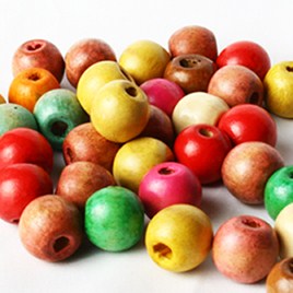 PB04 Perles en bois grosses rondes de couleurs