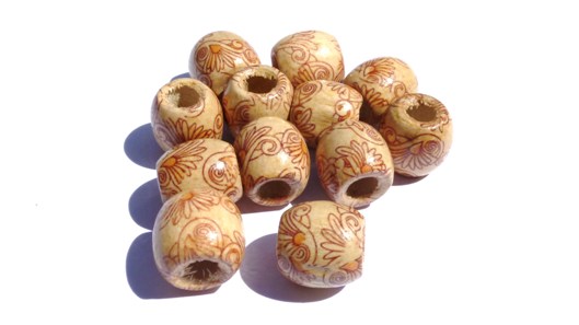 PB15 Perles en bois ovales motifs 