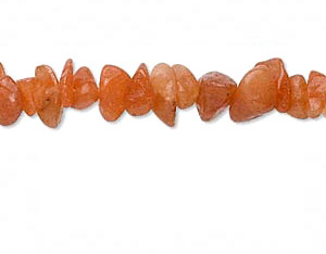 Fil de perles chips en Aventurine Orange - Longueur 40 cm
