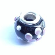 PVM01 Perle en Cristal  avec Oeillet Metal Rose et noir