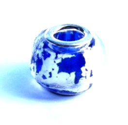 PVM46 Perle en Cristal  avec Oeillet Metal Bleu et Argenté