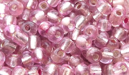 15 Perles de rocaille en verre 4mm 1.89€ les 40g Vieux rose argenté
