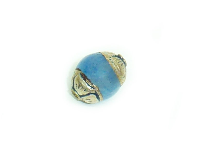 PE604 Petite Perle du Népal Tibet argent 925 et Bleu Ciel