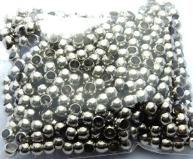 PM174 Petites perles en métal couleur argent