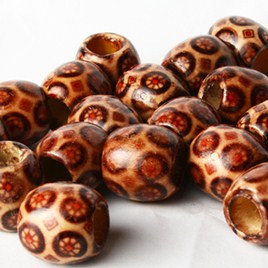 PB17 Perles en bois ovales  motifs 
