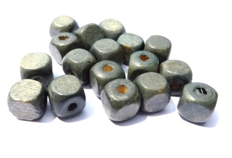 PB32 Perles en bois carré couleur gris