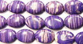 PG52 Fil de pierres en poudre compressées ovales Violet Clair et Violet Foncé