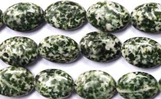 PG55 Fil de pierres en poudre compressées ovales Couleur Vert et Blanc