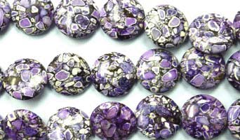 PG56 Fil de pierres rondes plates en poudre compressées Multi-Couleurs Violet Blanc et Marron Noir