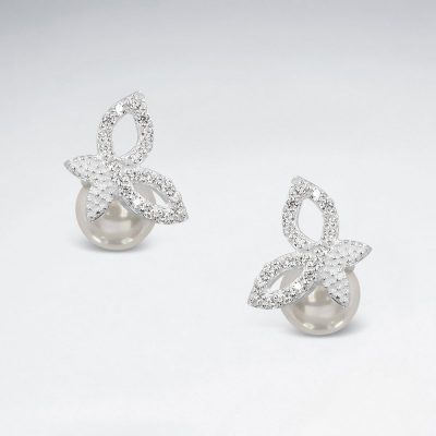 Boucles Oreilles Fleur et Perle en argent 925