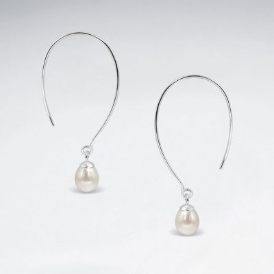 Boucles Oreilles Goute et Perle eau douce en argent 925