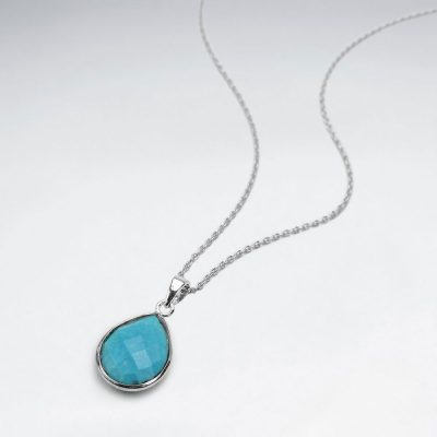 Pendentif en argent 925 Goutte avec Gemme en Turquoise