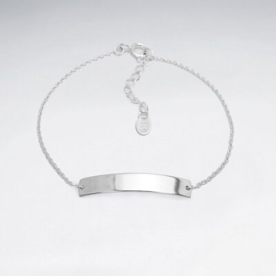 bracelet barreau horizontal courbe engravable argent