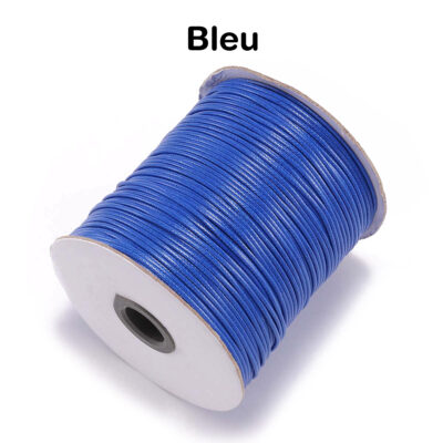 Cordon coton cire couleur bleu