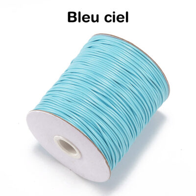 Cordon coton cire couleur bleu ciel 2