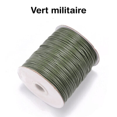 Cordon coton cire couleur vert militaire